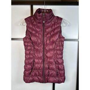 Athleta Vest Womens Maroon Quilted Full Zip Goose Down Insulated Puffer Size XXS